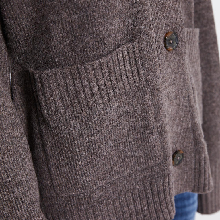 Fitted cardigan "Sabrina" Brown melange